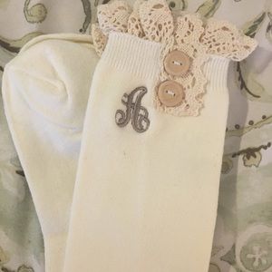 Boot Socks with Ruffle and “A” Monogram